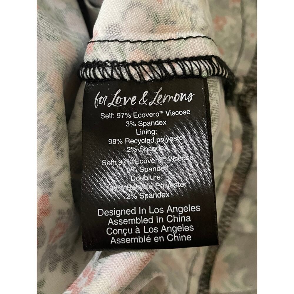 For Love & Lemons Hudson Mini Dress Black Floral Size Medium NWT Stretchy Back - Picture 15 of 15